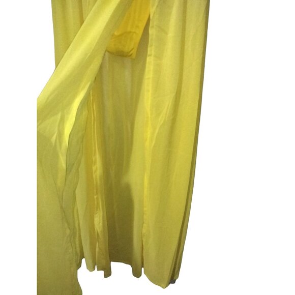 Yellow Elastic Waist Split Maxi Skirt Swim Bottom Size XL - Picture 6 of 11